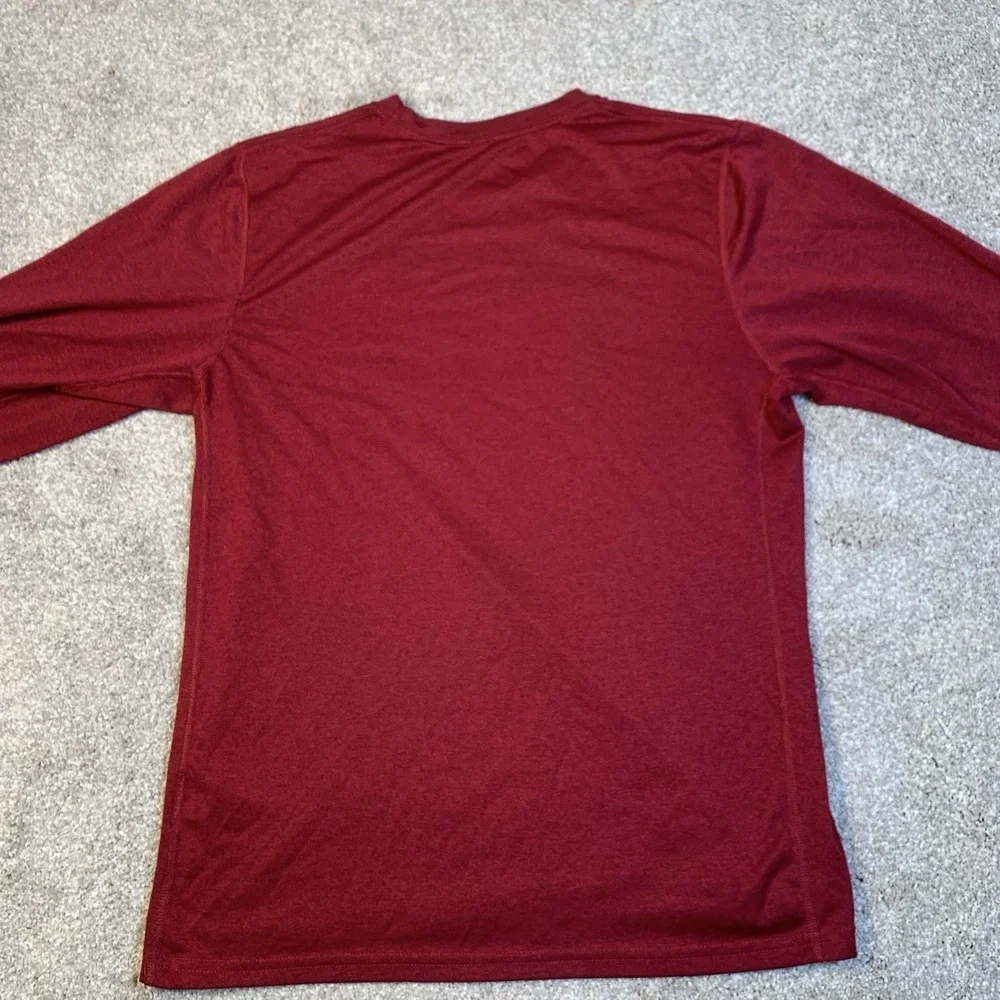 NIKE Mens Long Sleeve T-shirt Dri Fit Crewneck Lightweight Maroon Athlete  SMALL